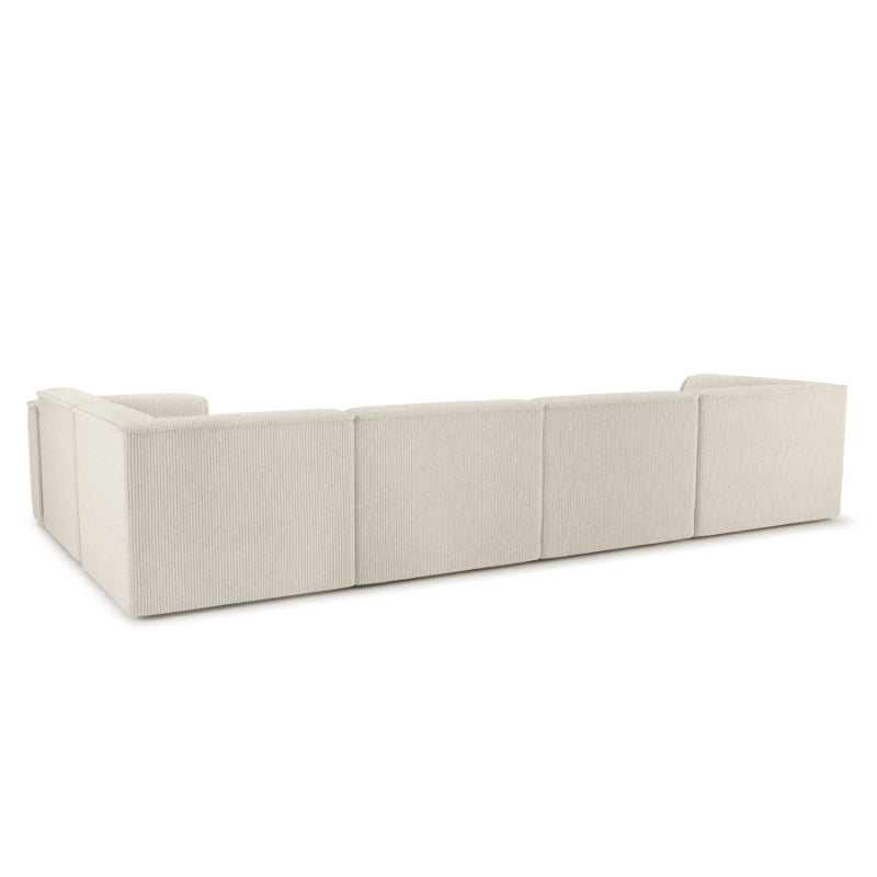 Canapé panoramique fixe NUNA 7 places chaise gauche velours côtelé beige