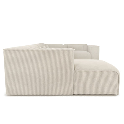 Canapé panoramique fixe NUNA 7 places chaise gauche velours côtelé beige