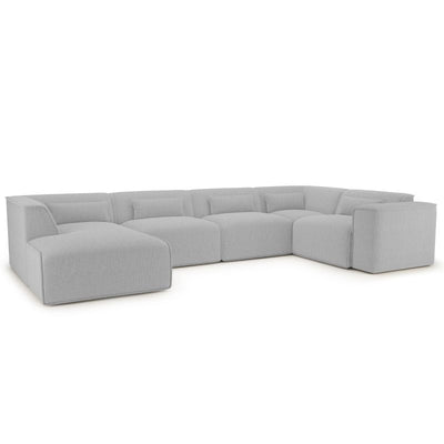 Canapé panoramique fixe NUNA 7 places chaise gauche velours côtelé gris
