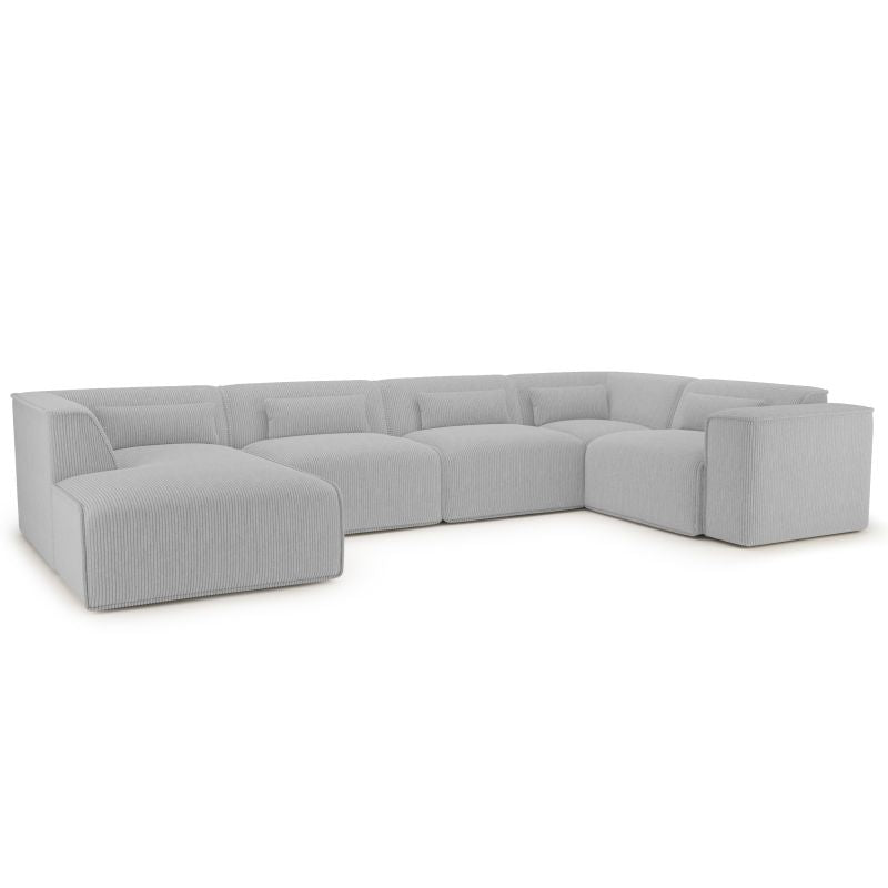 Canapé panoramique fixe NUNA 7 places chaise gauche velours côtelé gris