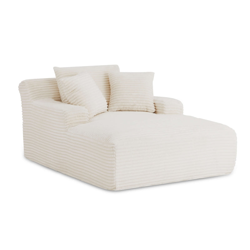 Canapé droit profond fixe et compressé KENEDY 1 place velours côtelé beige
