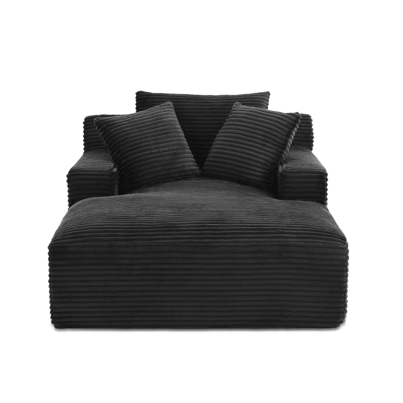 Fauteuil KENEDY 1 place velours côtelé gris, assise profonde 114cm pour détente et cocooning