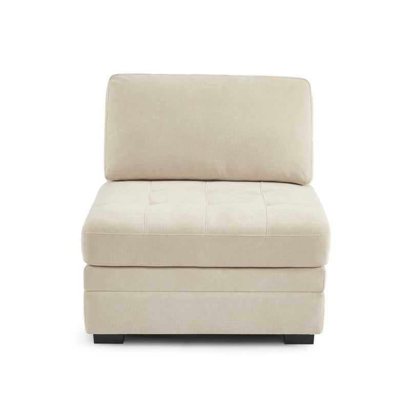 Chauffeuse 1 place tissu chenille beige, style doux et intemporel pour salon contemporain
