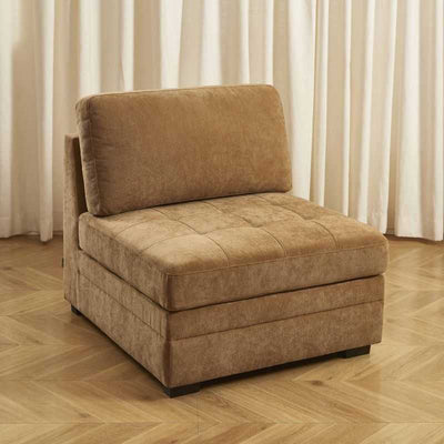 Chauffeuse BILLIE 1 place tissu chenille écureuil