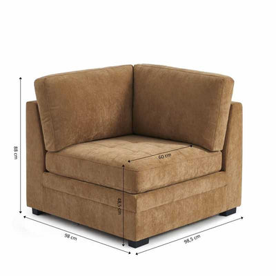 Chauffeuse d'angle BILLIE 1 place tissu chenille écureuil