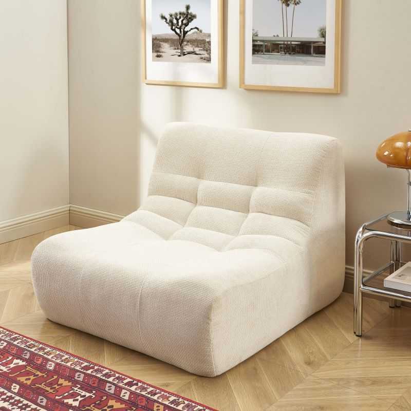Chauffeuse JANIS modulable 1 place tissu chenille écru