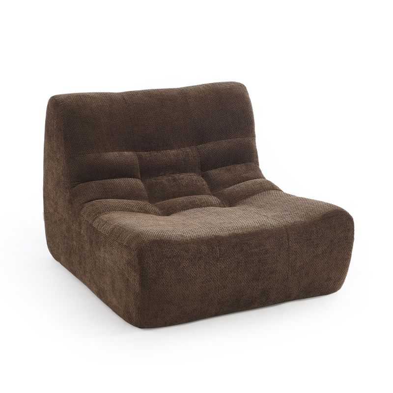 Chauffeuse modulable 1 place tissu chenille marron, fauteuil compact livraison facile