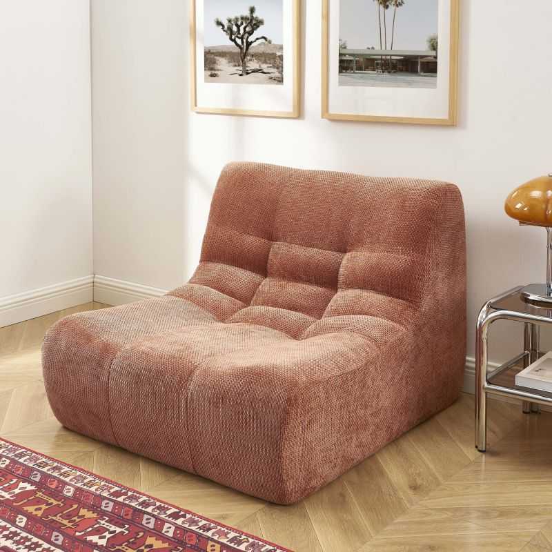 Chauffeuse JANIS modulable 1 place tissu chenille terracotta