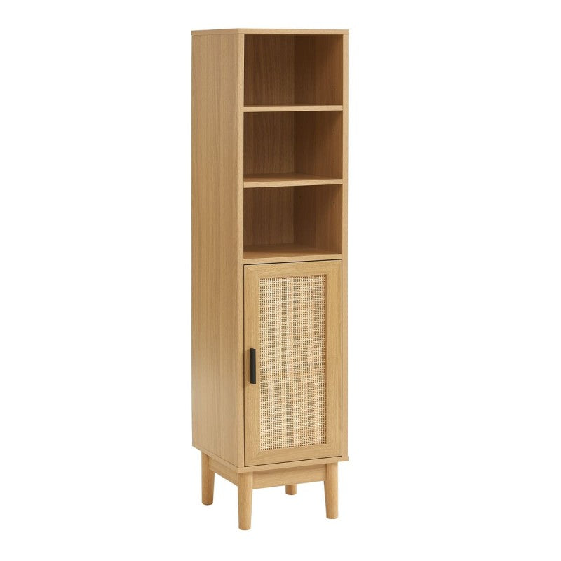 Colonne de salle de bain AMANA effet chêne et cannage rotin 30cm