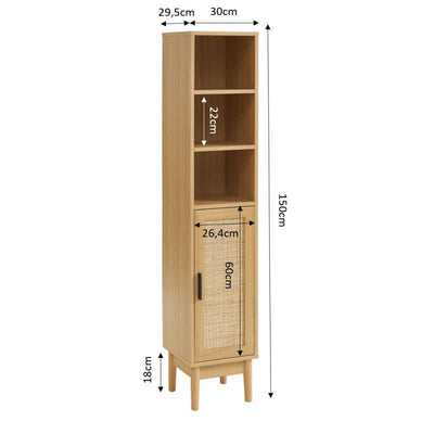 Colonne de salle de bain AMANA effet chêne et cannage rotin 30cm