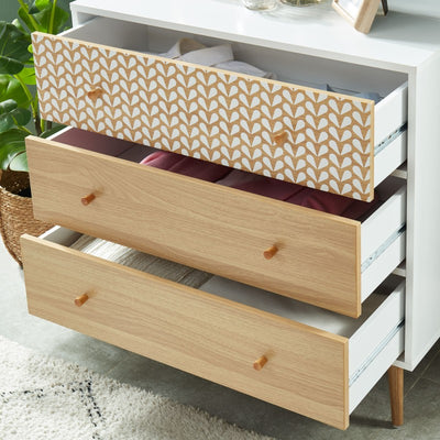 Commode CAPUCINE 3 tiroirs blanc et effet chêne 78cm