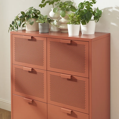Commode PANTONE 6 tiroirs métal terracotta 90cm