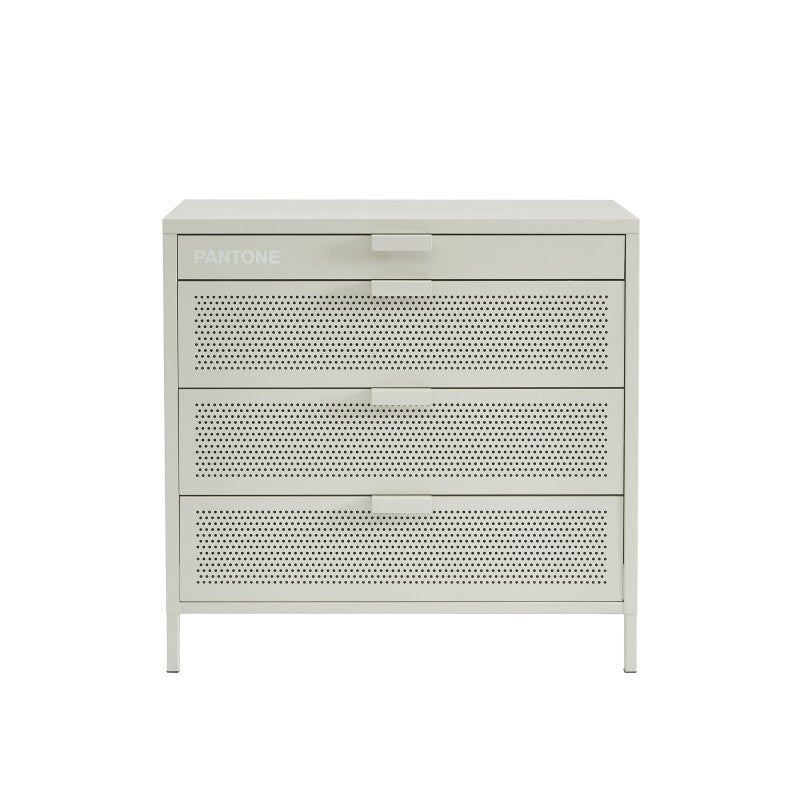 Commode métal 4 tiroirs beige sable 80cm, rangement polyvalent chambre salon salle de bain