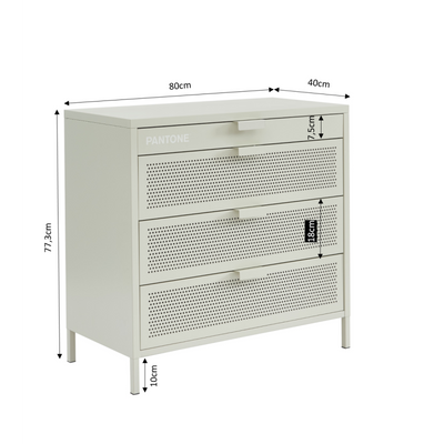 Commode PANTONE 4 tiroirs beige sable 80cm