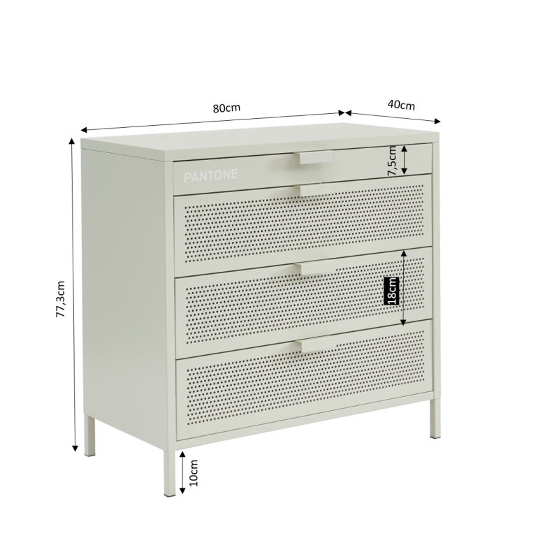 Commode PANTONE 4 tiroirs beige sable 80cm