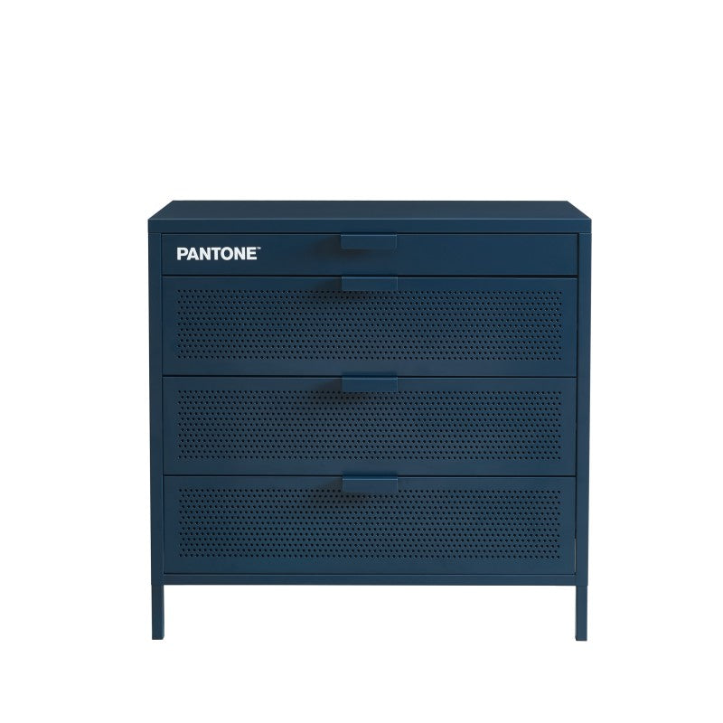 Commode métal PANTONE 4 tiroirs bleu nuit 80cm, rangement design polyvalent