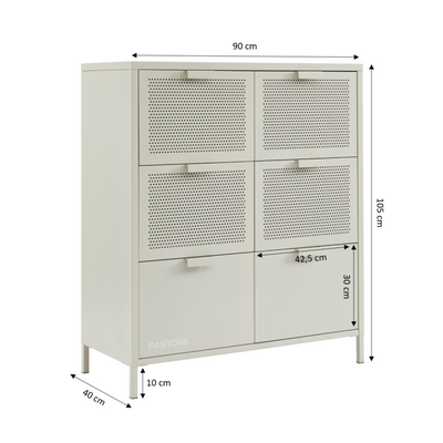Commode PANTONE 6 tiroirs métal beige sable 90cm