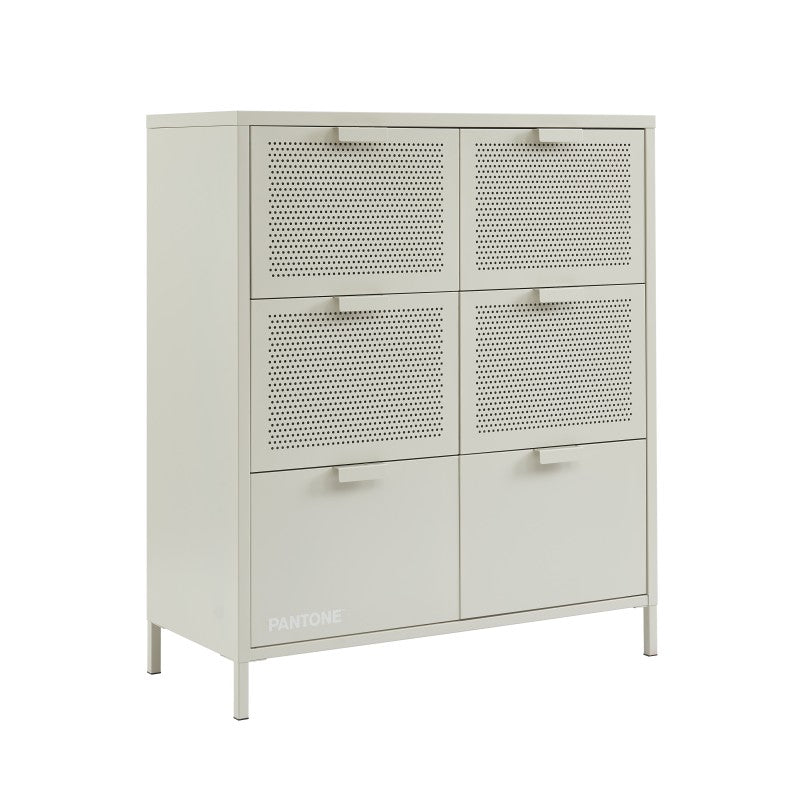 Commode PANTONE 6 tiroirs métal beige sable 90cm