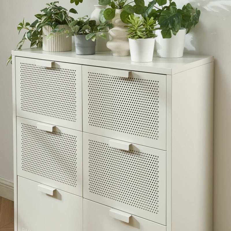 Commode PANTONE 6 tiroirs métal beige sable 90cm