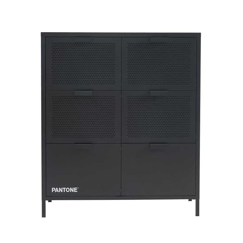 Commode métal gris anthracite 6 tiroirs 90cm finition époxy mat, style industriel