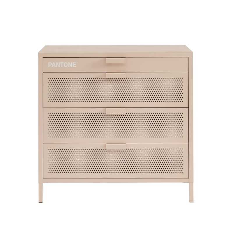 Commode métal rose blush 4 tiroirs 80cm, rangement design pour chambre ou salon