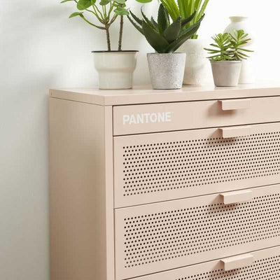 Commode PANTONE métal rose blush 4 tiroirs 80cm