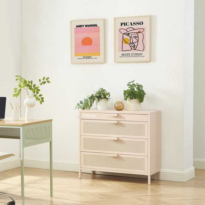 Commode PANTONE métal rose blush 4 tiroirs 80cm
