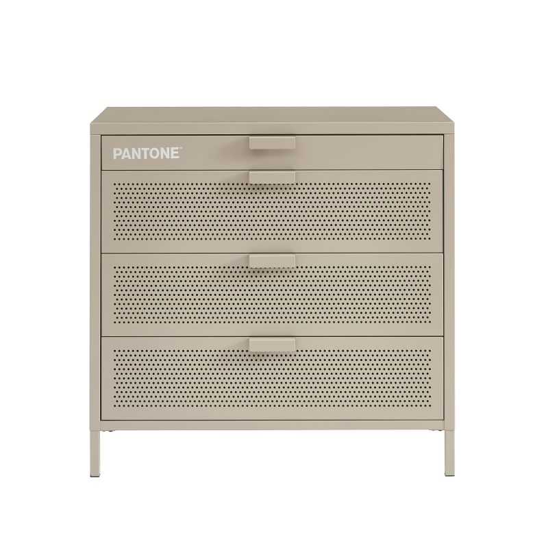 Commode métal taupe 4 tiroirs 80cm, rangement polyvalent chambre ou salon