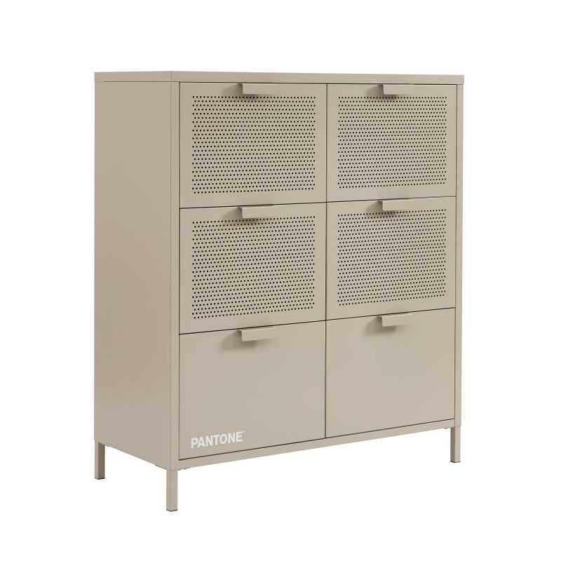 Commode PANTONE métal taupe 6 tiroirs 90cm