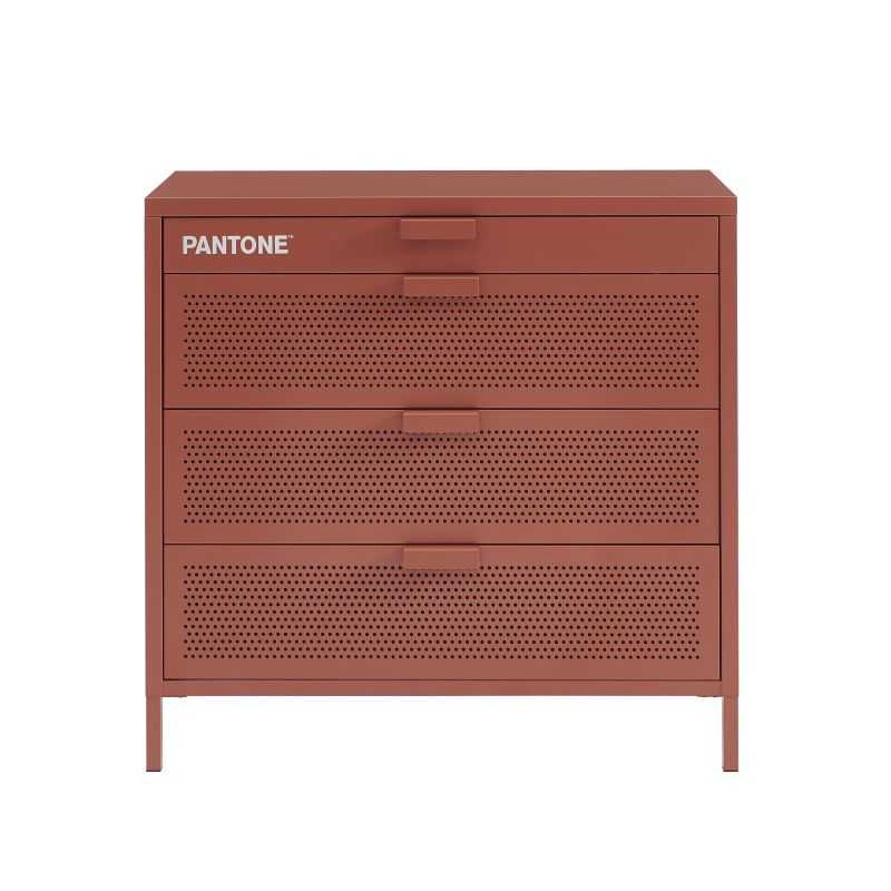 Commode métal terracotta 4 tiroirs 80cm, rangement polyvalent séjour chambre bureau