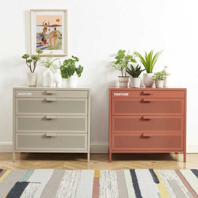 Commode PANTONE métal terracotta 4 tiroirs 80cm