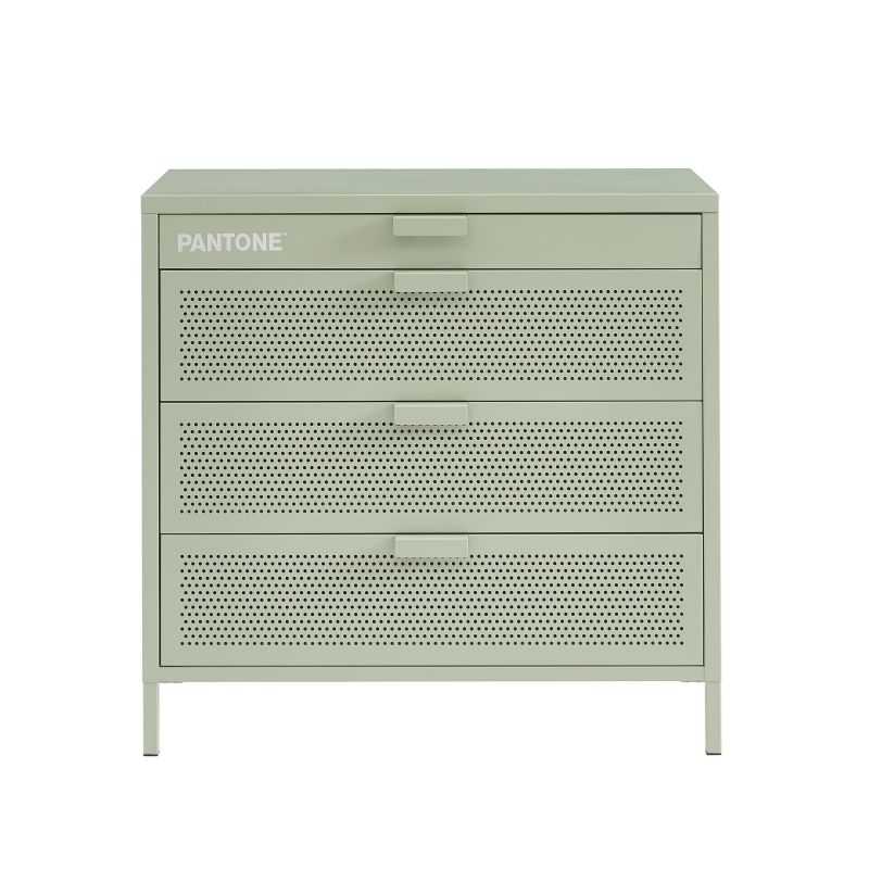 Commode métal vert amande 4 tiroirs 40cm, rangement polyvalent séjour ou chambre
