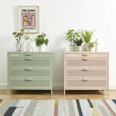Commode PANTONE métal vert amande 4 tiroirs 40 cm