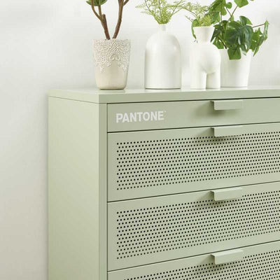 Commode PANTONE métal vert amande 4 tiroirs 40 cm