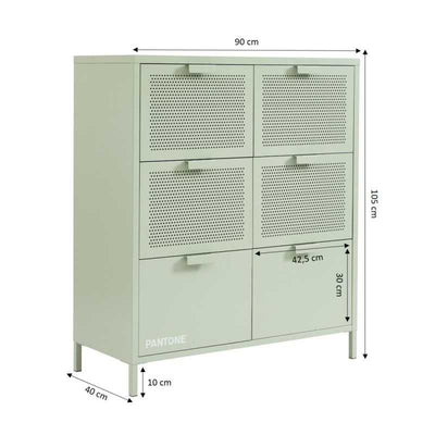 Commode PANTONE métal vert amande 6 tiroirs 90cm