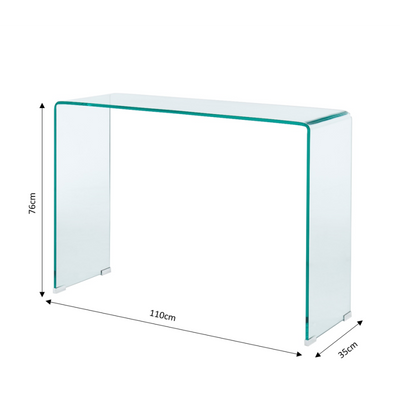 Console GINZA verre trempé transparent 110cm