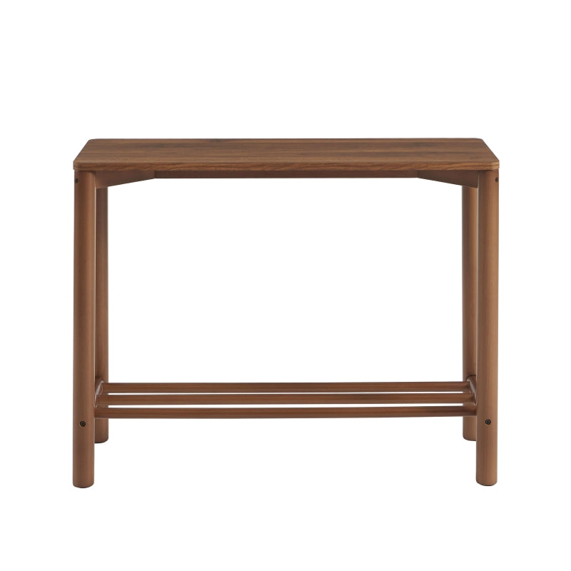 Console LYA 100cm plateau effet noyer et pietement bois hevea, design naturel