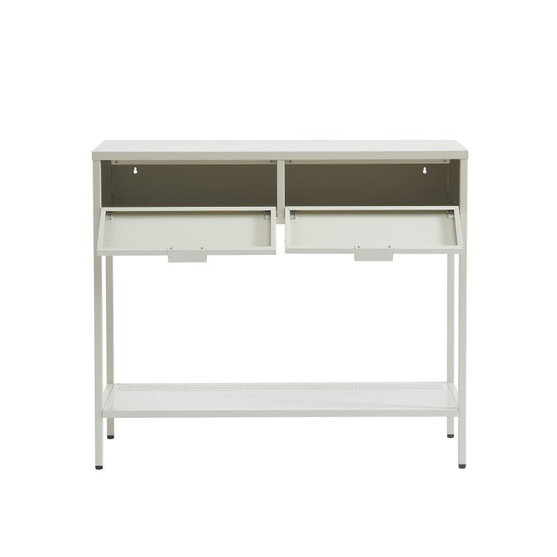 Console PANTONE métal beige sable 2 tiroirs 100cm