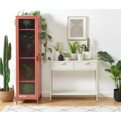 Console PANTONE métal beige sable 2 tiroirs 100cm
