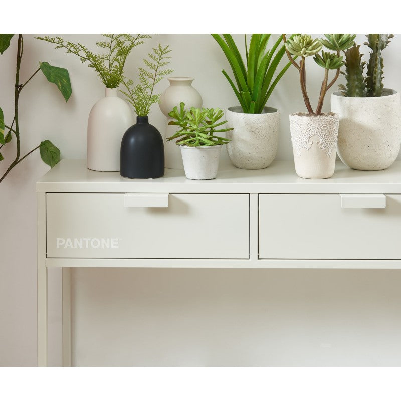 Console PANTONE métal beige sable 2 tiroirs 100cm