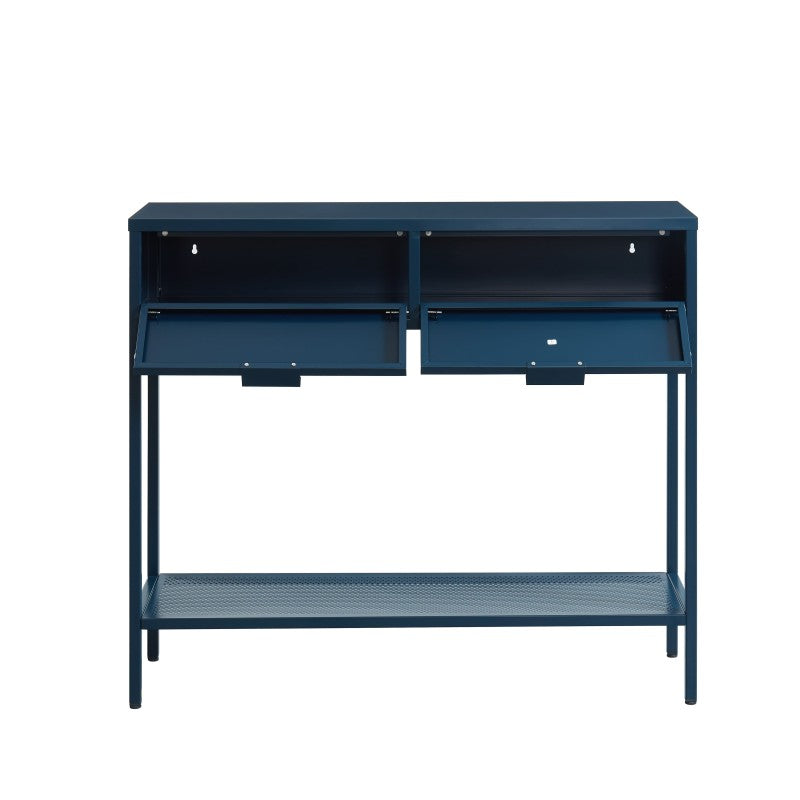 Console PANTONE métal bleu nuit 2 tiroirs 100cm