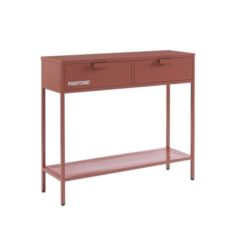 Console PANTONE métal terracotta 2 tiroirs 100cm