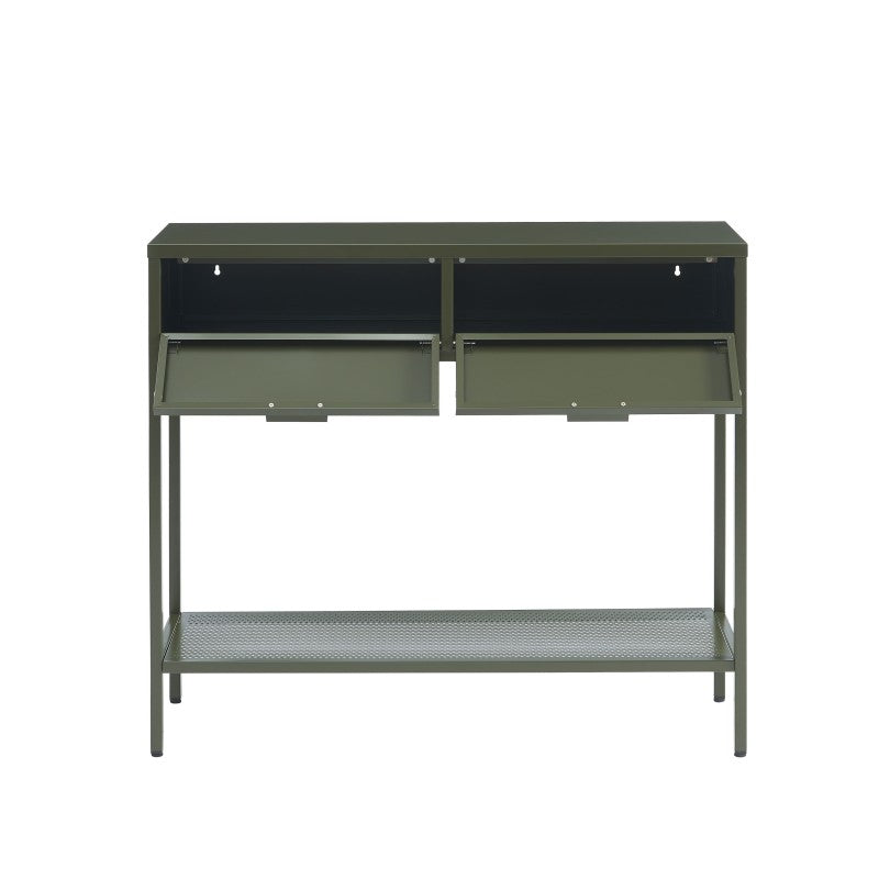 Console PANTONE métal vert olive foncé 2 tiroirs 100cm