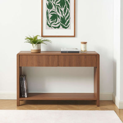 Console UTICA effet noyer 2 tiroirs 120cm