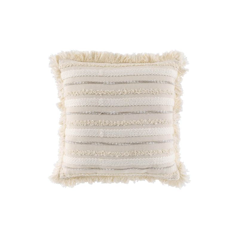 Coussin carré 40x40cm coton tissé beige déhoussable, touche naturelle pour salon