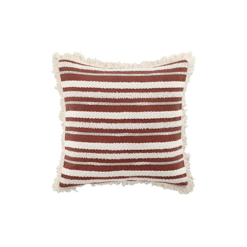 Coussin carré déhoussable 40x40cm en coton tissé terracotta, touche naturelle pour intérieur