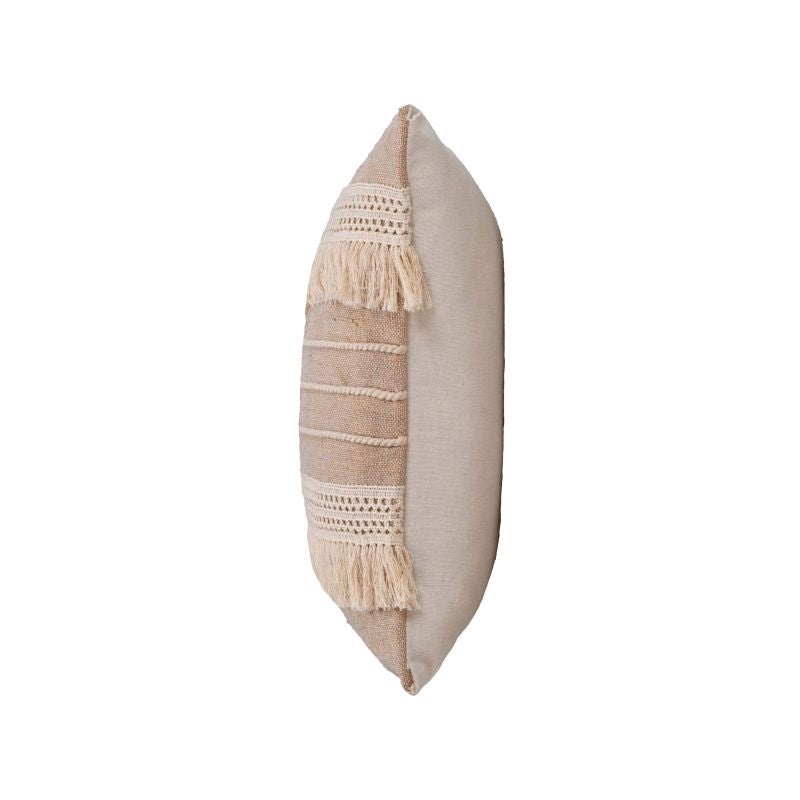 Coussin carré FIEL 45x45cm déhoussable en coton et jute beige