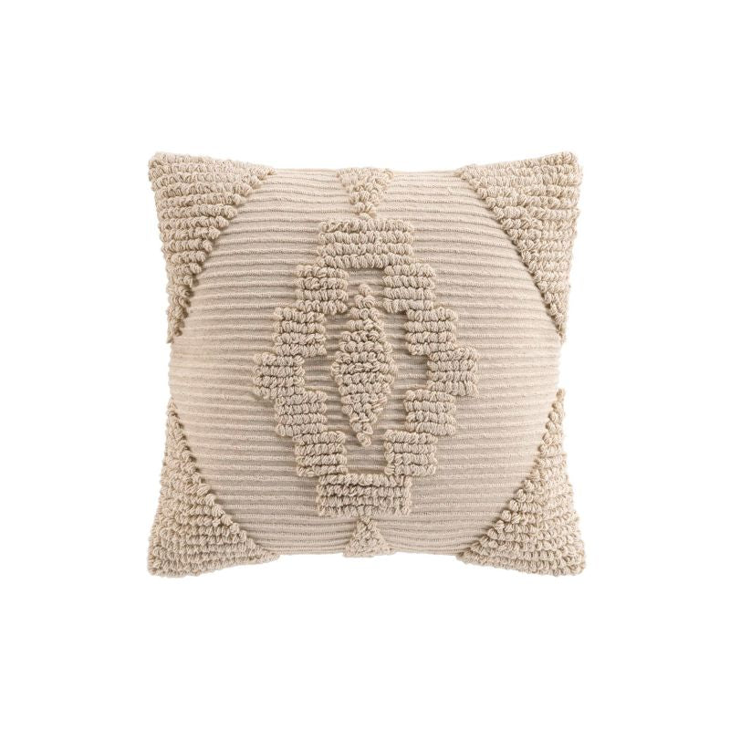 Coussin carré déhoussable 45x45cm coton polyester beige, toucher doux pour intérieur élégant
