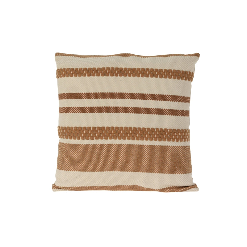 Coussin carré 45x45cm rayé coton beige et taupe, décoration canapé style contemporain