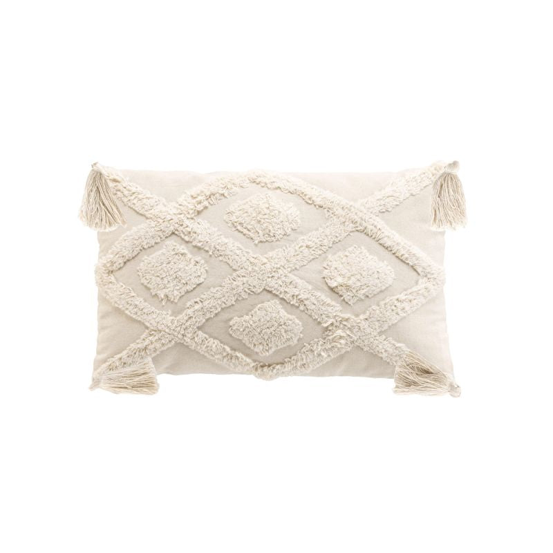 Coussin rectangulaire 30x50cm déhoussable coton polyester écru, touche déco douce